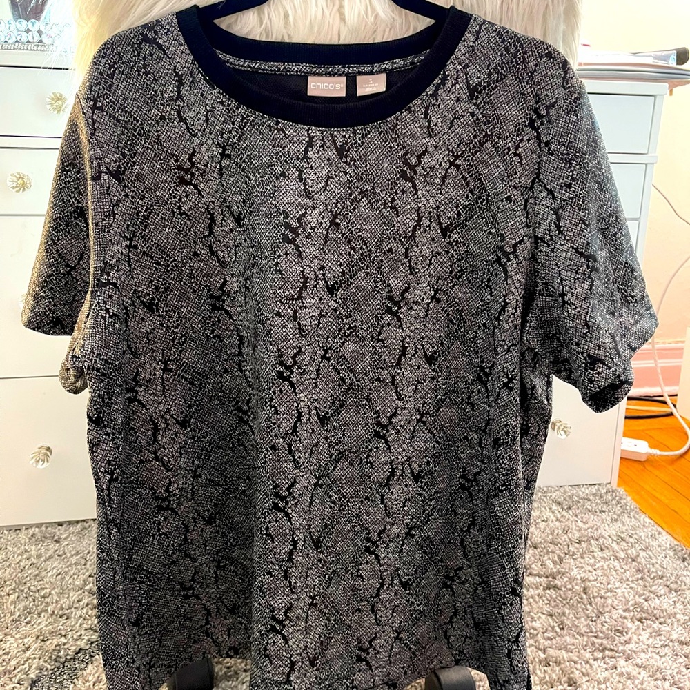 Chico’s Snake-Print Jacquard Tee (like new)